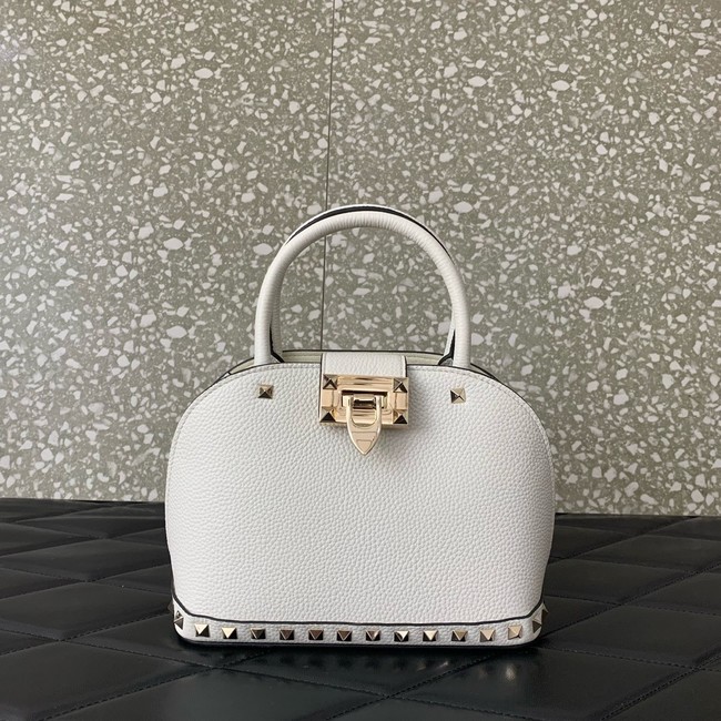 VALENTINO ROCKSTUD small grained calfskin handbag WB0Q69 white