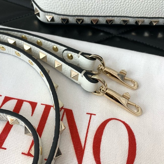 VALENTINO ROCKSTUD small grained calfskin handbag WB0Q69 white