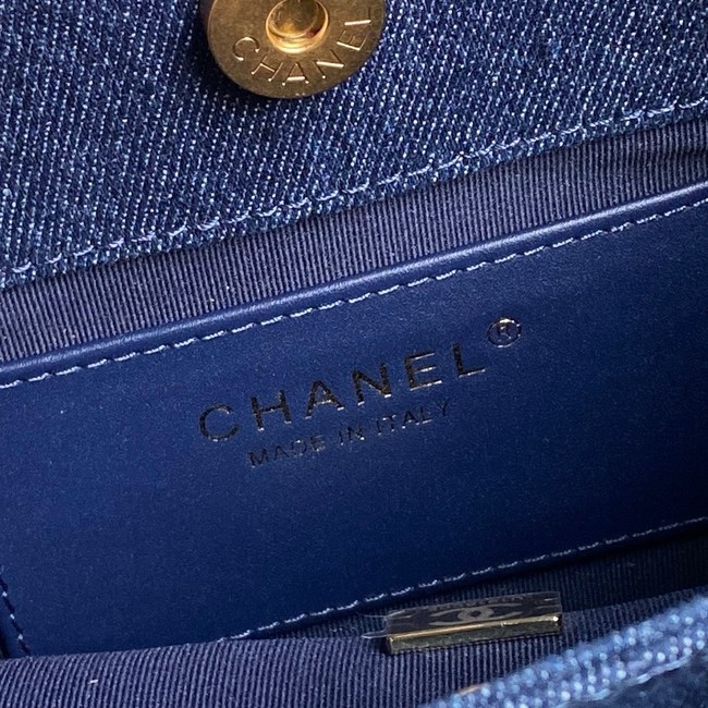 CHANEL BACKPACK Washed Denim AS5310 dark blue