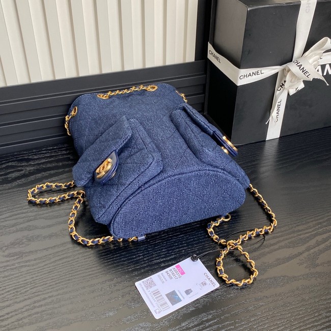 CHANEL BACKPACK Washed Denim AS5310 dark blue