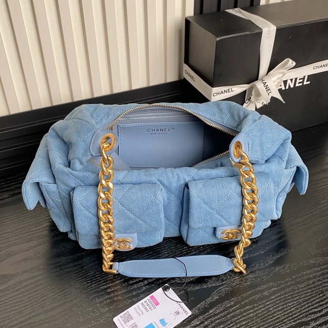 Chanel HOBO BAG Washed Denim AS5338 Blue