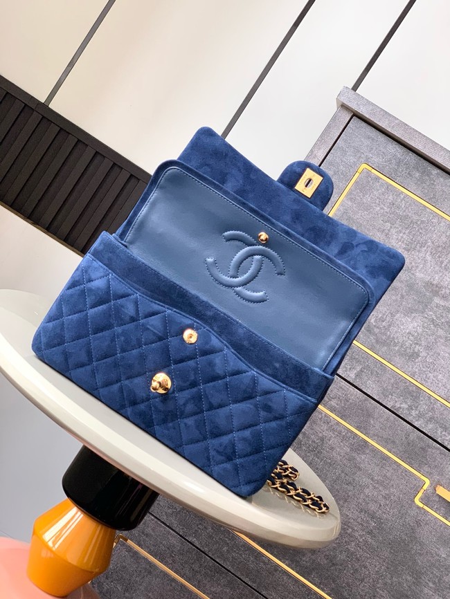 Chanel CLASSIC 11.12 HANDBAG velvet 1112 blue