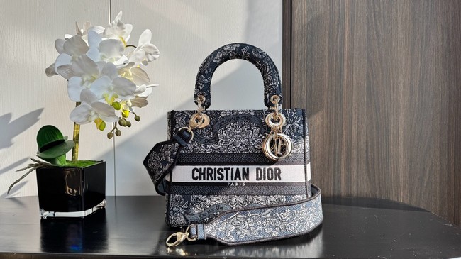 DIOR Medium atte Embroidery with Gold-Tone M0565OT-1 gray