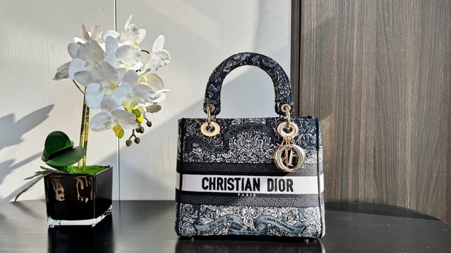 DIOR Medium atte Embroidery with Gold-Tone M0565OT-1 gray