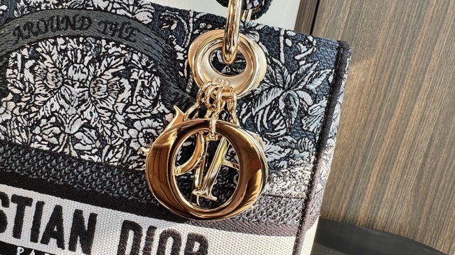 DIOR Medium atte Embroidery with Gold-Tone M0565OT-1 gray