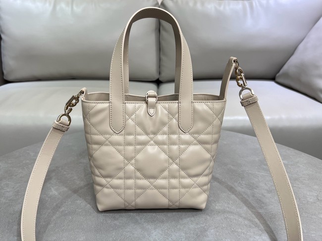 Small Dior Toujours Vertical Tote Bag Beige Macrocannage Calfskin M2835OSNW