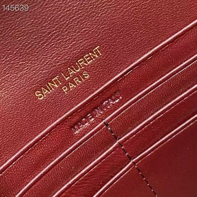 Saint Laurent CASSANDRE ENVELOPE CHAIN WALLET IN PATENT LEATHER 7429200 DARK RED WINE