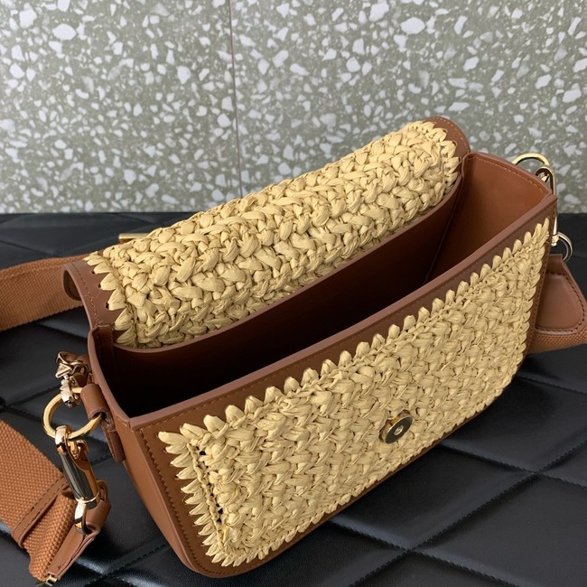 VALENTINO VLOGO SIGNATURE RAFFIA Shoulder Bag 0356 brown