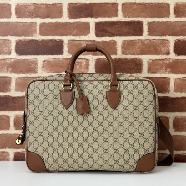 Gucci GG EMBLEM MEDIUM BRIEFCASE 821149 Brown