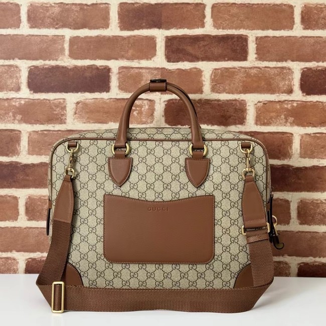 Gucci GG EMBLEM MEDIUM BRIEFCASE 821149 Brown