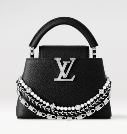 Louis Vuitton Ostrich Capucines BB M11908 black&Silver-toned