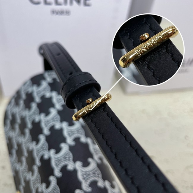 Celine MEDIUM CELINE LOLA BAG IN TRIOMPHE CANVAS 115533 BLACK&WHITE