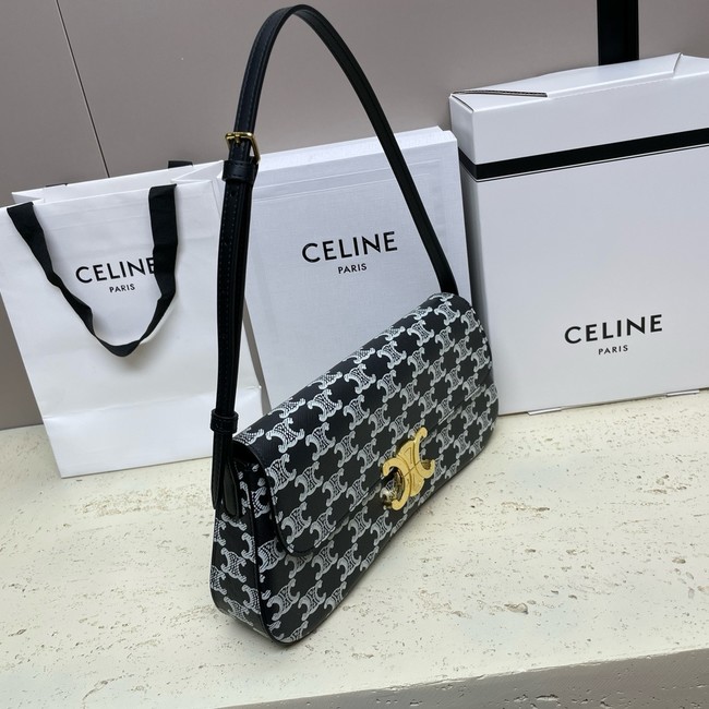 Celine MEDIUM CELINE LOLA BAG IN TRIOMPHE CANVAS 115533 BLACK&WHITE