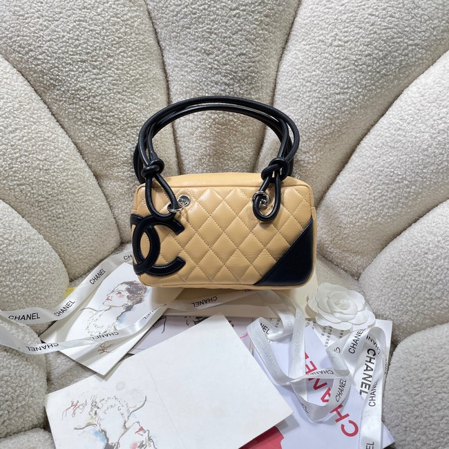 Chanel Sheepskin TOP HANDLE BAG AS8012 Apricot&black