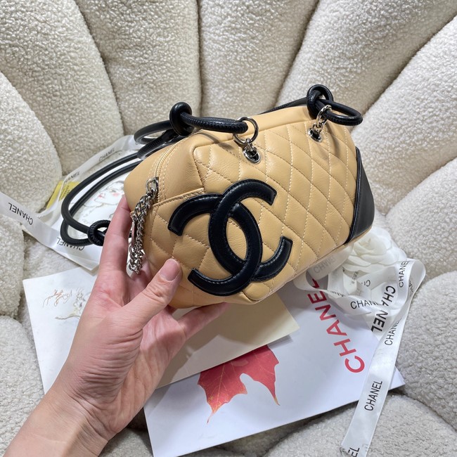 Chanel Sheepskin TOP HANDLE BAG AS8012 Apricot&black