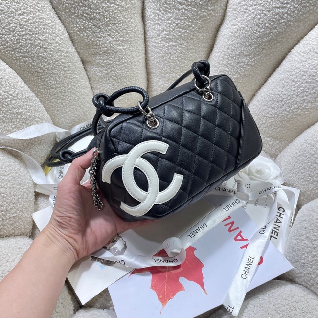 Chanel Sheepskin TOP HANDLE BAG AS8012 black&white