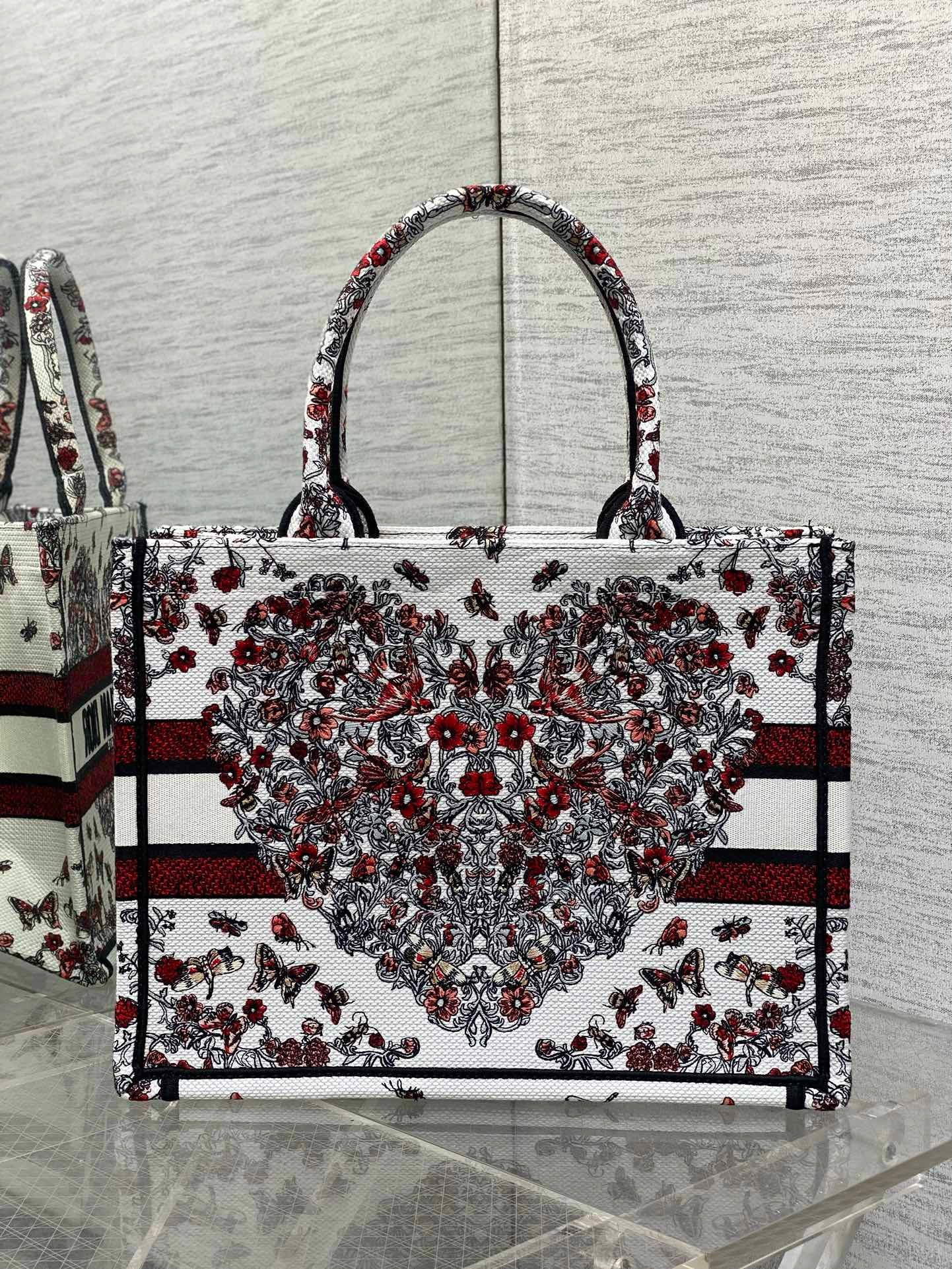 Small Dior Book Tote Latte Embroidery with Multicolor M1265Z