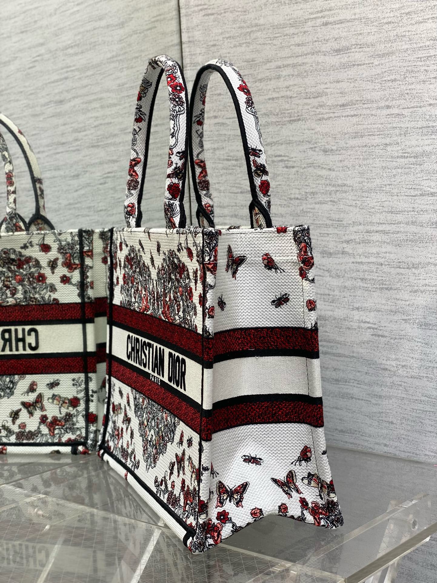 Small Dior Book Tote Latte Embroidery with Multicolor M1265Z