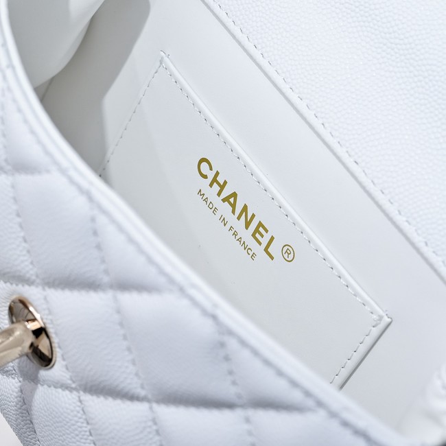 Chanel MINI FLAP BAG CLUTCH WITH CHAIN Gold-Tone Metal AS4591 white