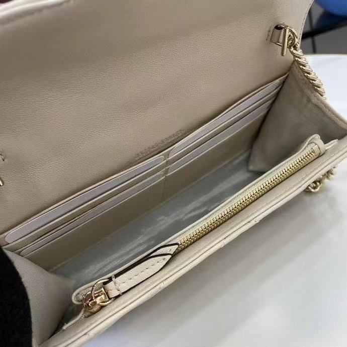 Gucci GG Marmont Wallet on chain 474575 White&Light Gold-Tone