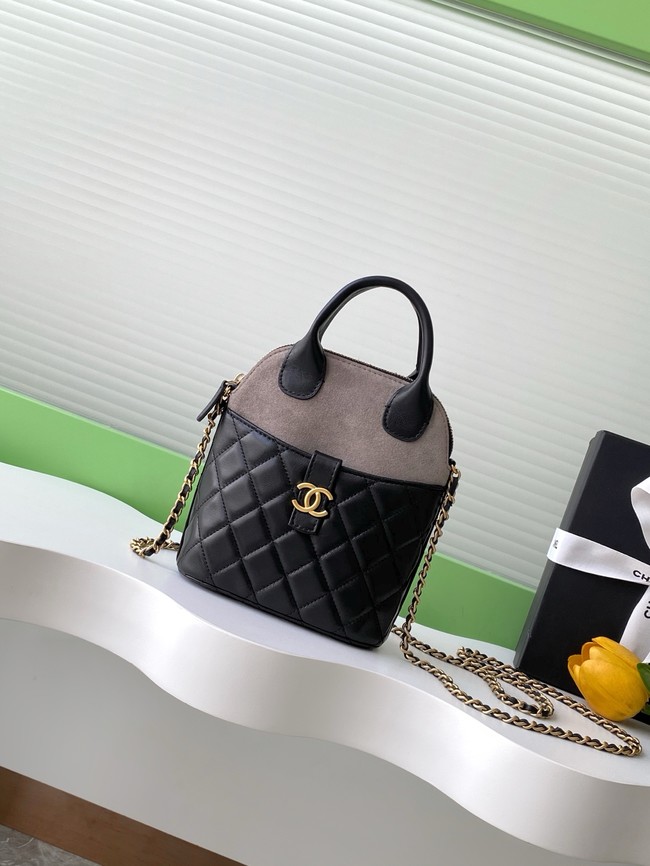 Chanel MINI TOTE BAG Suede Calfskin AS4742 black&gray