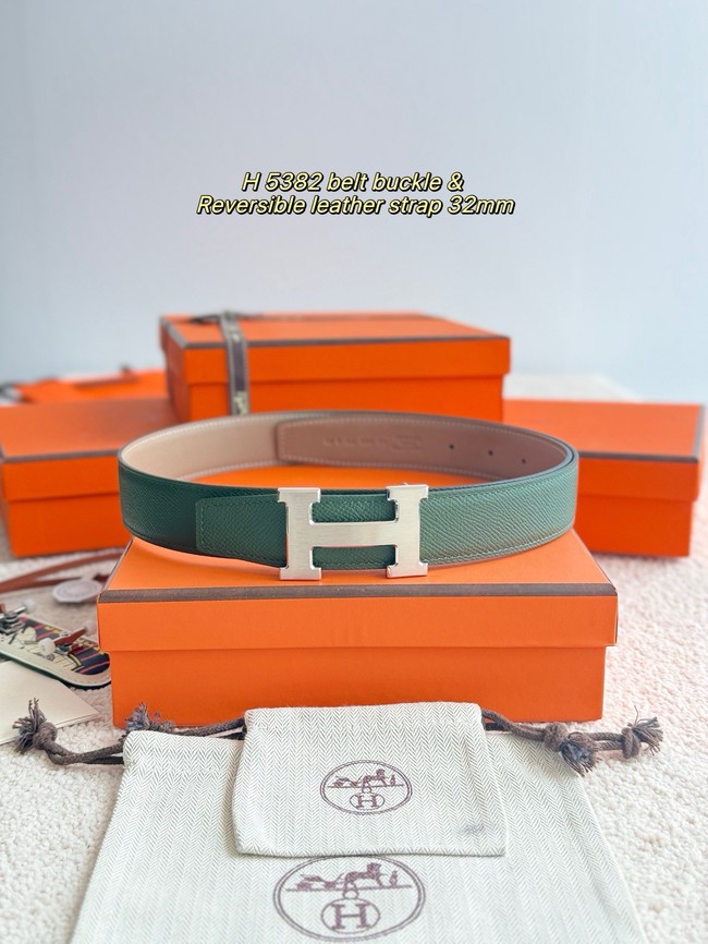 Hermes Epsom calfskin double-sided leather belt 66003