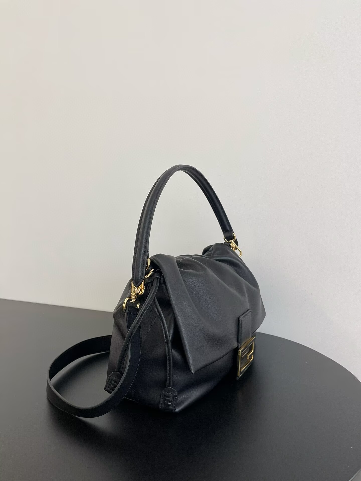 Fendi Mamma Baguette Original Leather Top Handle Bag 8832 Black