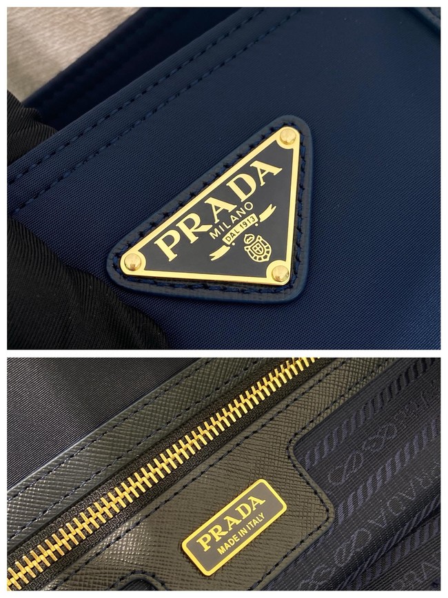 Prada Re-Edition 1978 medium Re-Nylon and Saffiano leather tote bag 1BG555 Baltic Blue