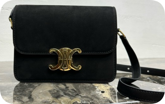 Celine TEEN TRIOMPHE BAG IN NUBUCK CALFSKIN 188423 black