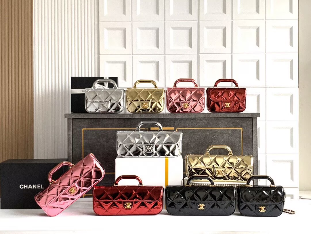 Chanel 25K Original Patent Leather Top Handle Bag A6321 Wine