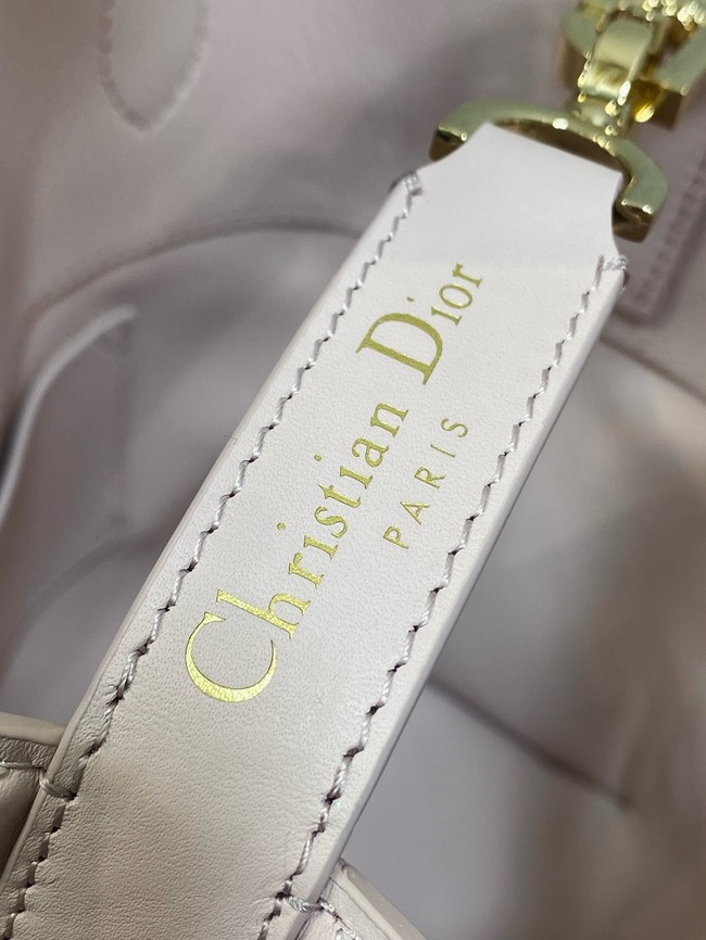 Small Dior Toujours Vertical Tote Bag Macrocannage Crinkled Calfskin M2835 light pink