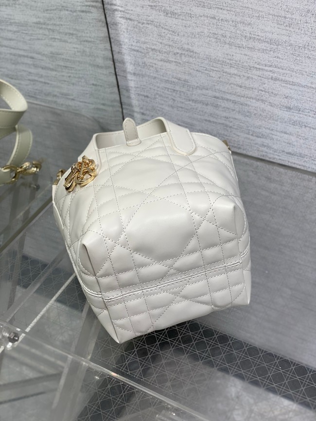 Dior Toujours Vertical Nano Tote Bag Macrocannage Calfskin S6100 Latte