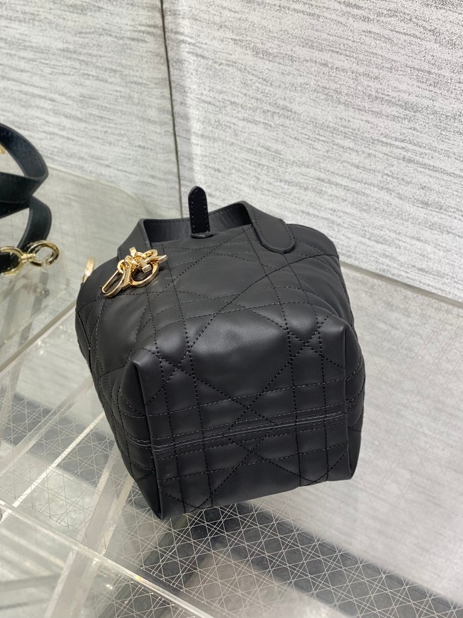 Dior Toujours Vertical Nano Tote Bag Macrocannage Calfskin S6100 black&gold