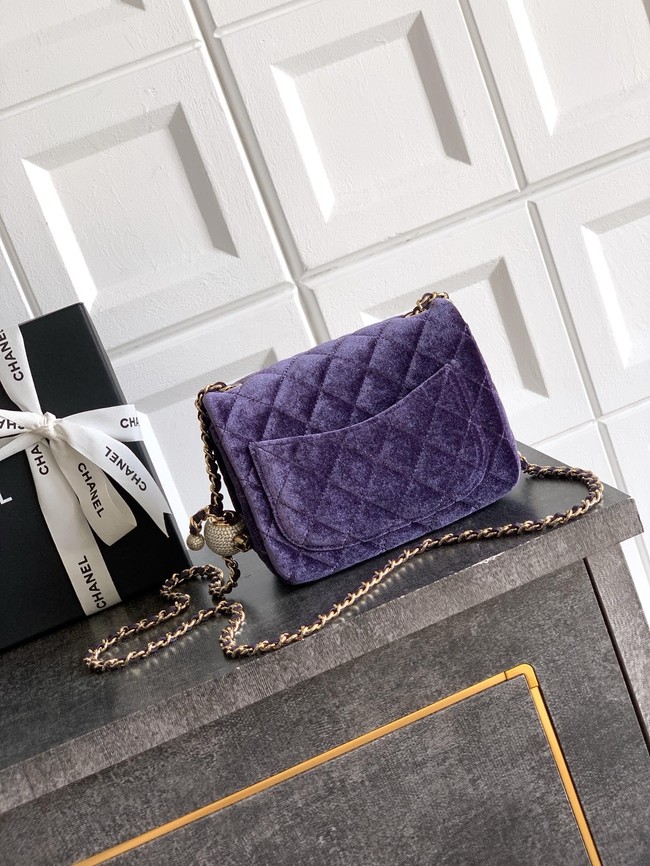Chanel Mini Classic Handbag velvet AS1786 Purple