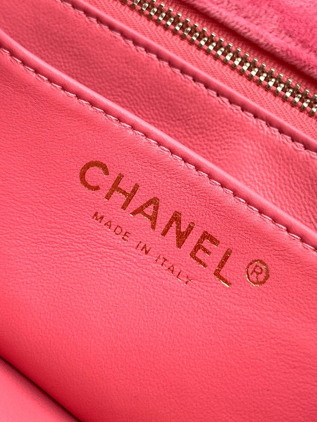 Chanel small Classic Handbag velvet AS1787 Pink