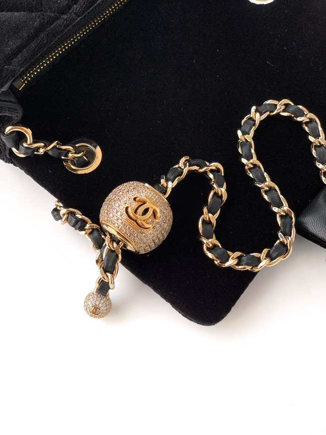 Chanel small Classic Handbag velvet AS1787 black