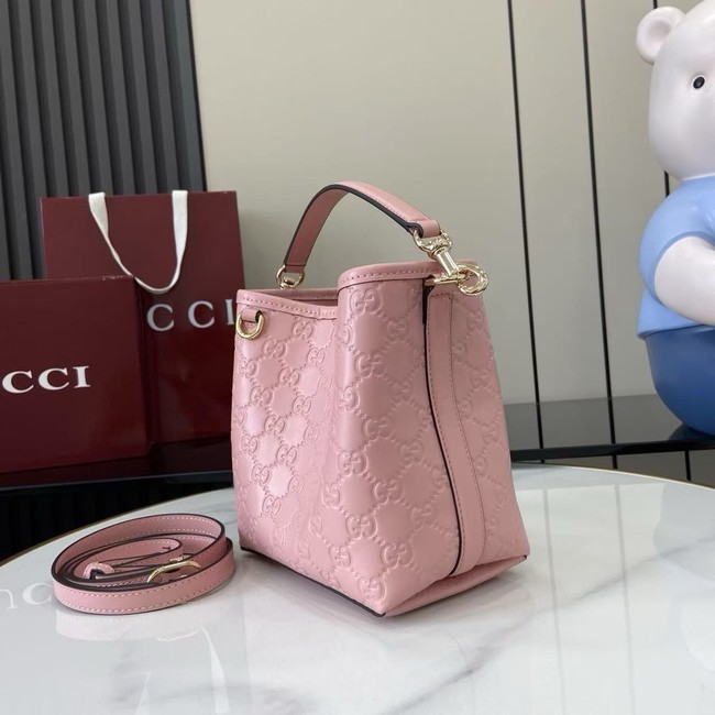 Gucci GG Emblem small bucket bag 815118 pink