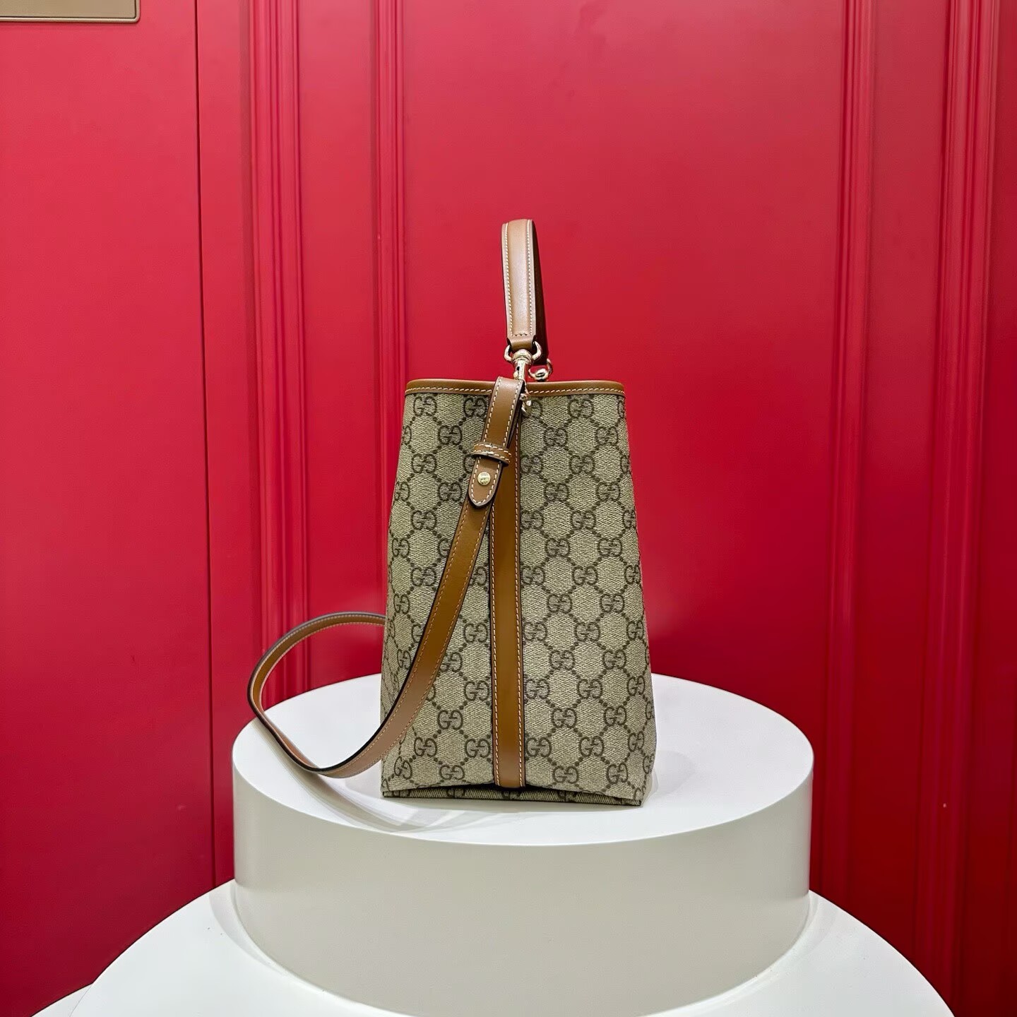 GUCCI GG Emblem medium bucket bag 815103 Brown GUCCI GG Emblem medium bucket bag 815103 Brown