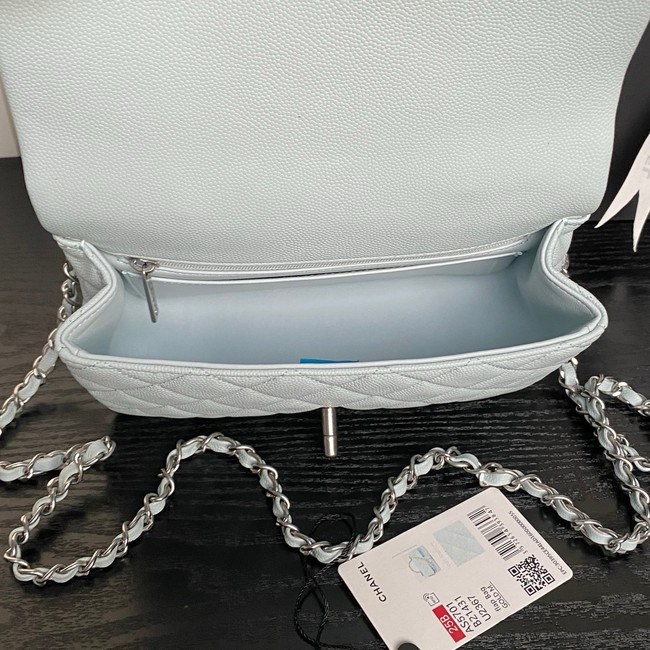 CHANEL Clutch With Chain AS2701 light blue&Silver Metal