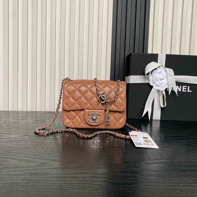 CHANEL Mini Flap Bag AS5758 Camel&Silver Metal