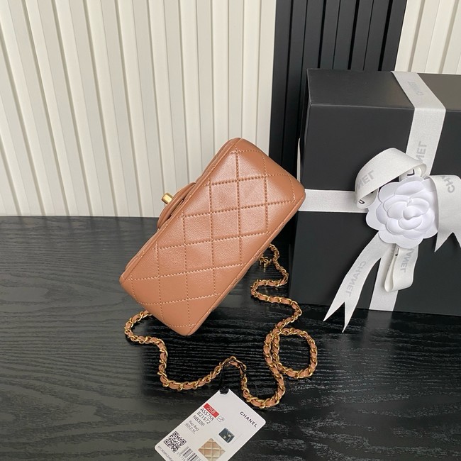 CHANEL Mini Flap Bag AS5758 Camel&gold Metal