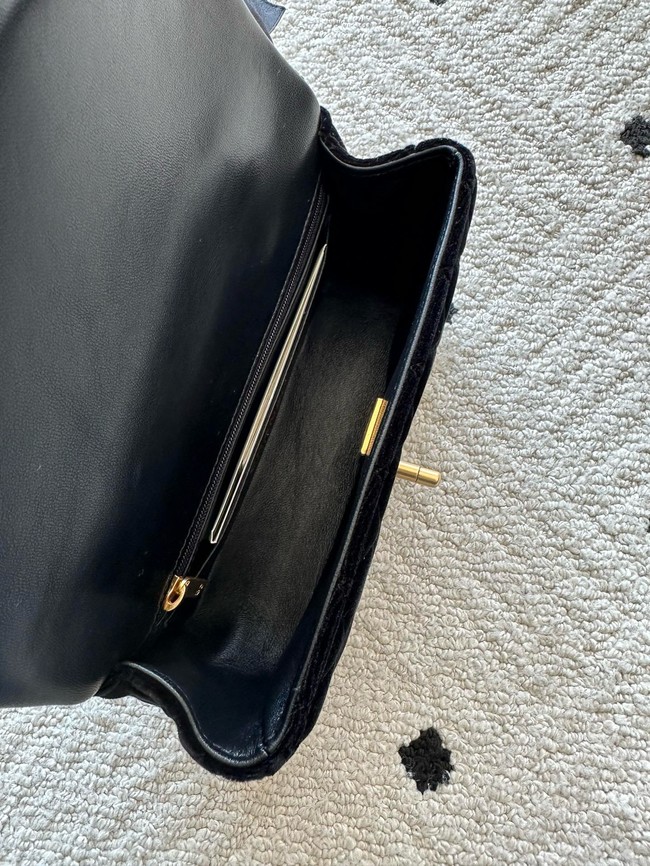 CHANEL Mini Flap Bag with Top Handle  Tweed& Silk AS5875 Black