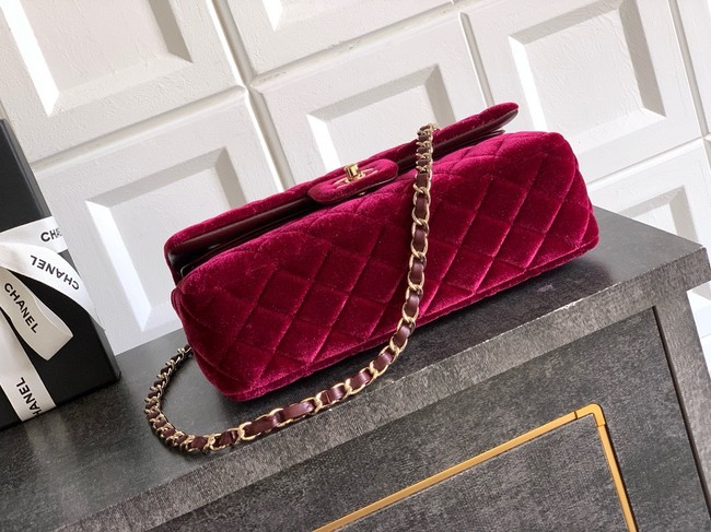 CHANEL Classic 11.12 Handbag velvet A01112 red