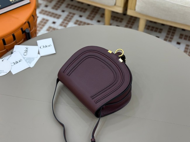 Chloe Grained Calfskin MARCIE saddle bag 31054 burgundy