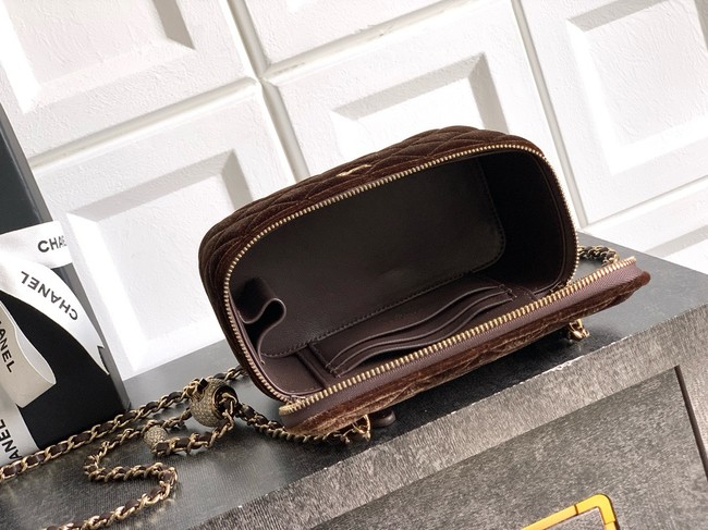 CHANEL velvet Vanity with Chain AP3940 Coffee
