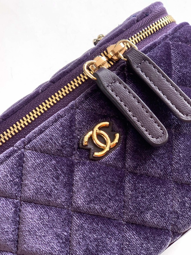 CHANEL velvet Vanity with Chain AP3940 Purple