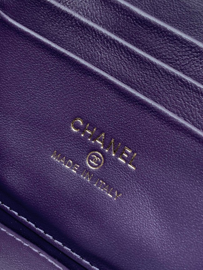 CHANEL velvet Vanity with Chain AP3940 Purple
