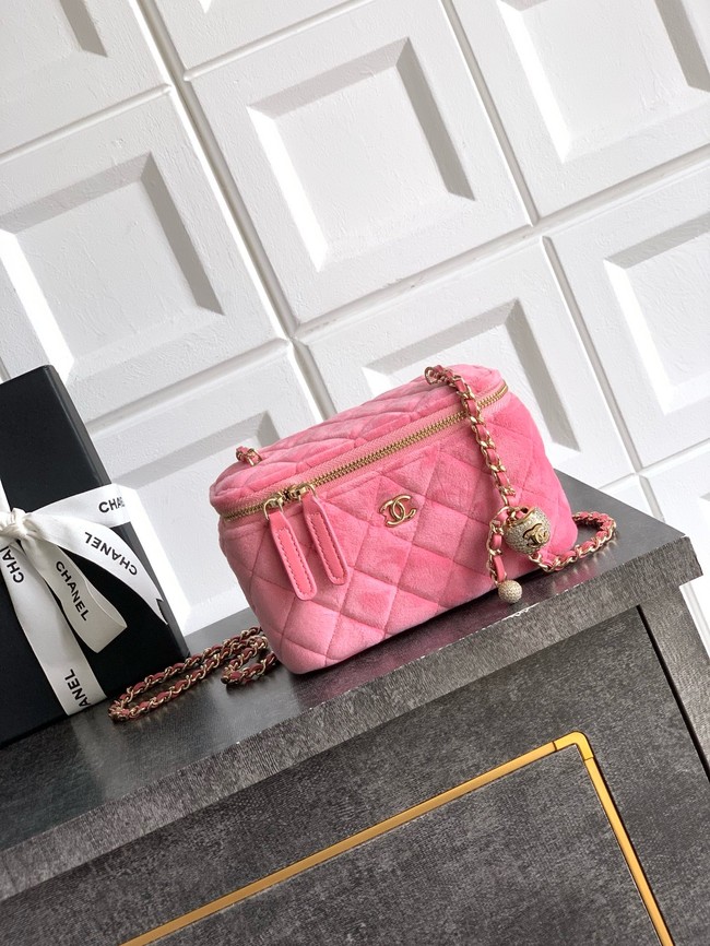 CHANEL velvet Vanity with Chain AP3940 pink