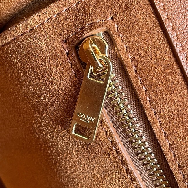 Celine SMALL NEW LUGGAGE IN SUPPLE SHINY LAMBSKIN 124213 SOFT TAN