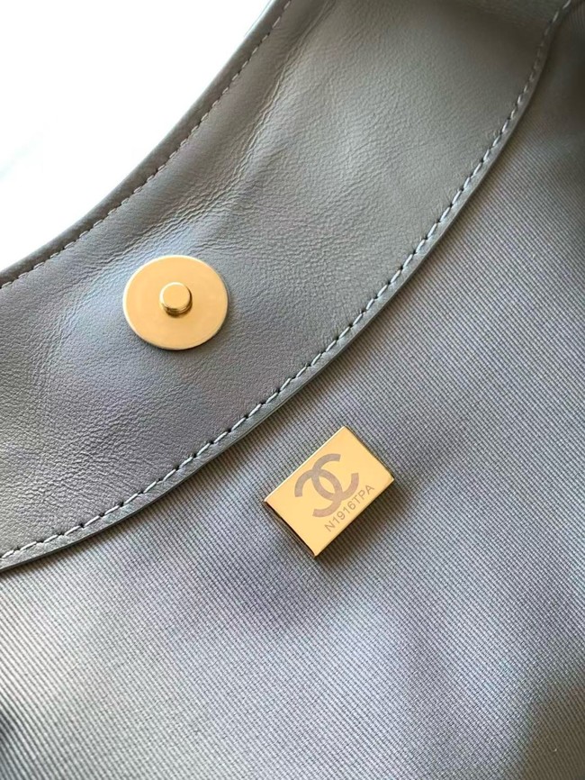 CHANEL Hobo Bag Suede Calfskin AS5978 gray
